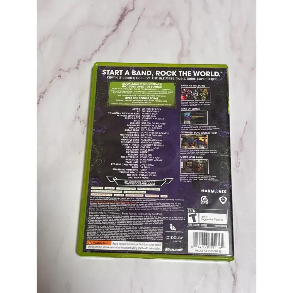 Rock Band 2 Microsoft Xbox 360, 2008, Complete with Manual